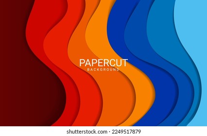 Modern colorful papercut wave background premium vector