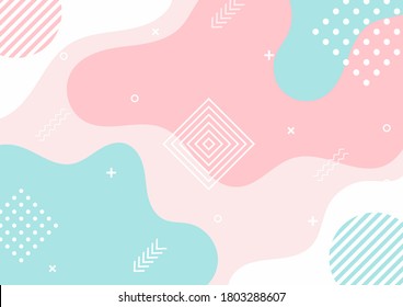 Modern Colorful Pastel Gradient Abstract Geometric Shape. Memphis Style Background. Vector Illustration.