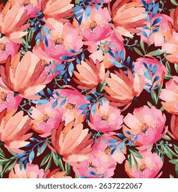 Modern colorful pattern. Cute botanical abstract contemporary seamless pattern. 