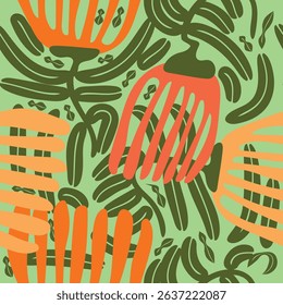 Modern colorful pattern. Cute botanical abstract contemporary seamless pattern. 
