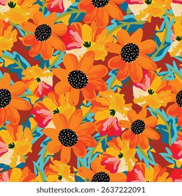 Modern colorful pattern. Cute botanical abstract contemporary seamless pattern. 