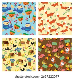 Modern colorful pattern. Cute botanical abstract contemporary seamless pattern. 