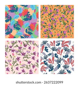 Modern colorful pattern. Cute botanical abstract contemporary seamless pattern. 