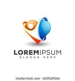 modern colorful people love logo design vector template 