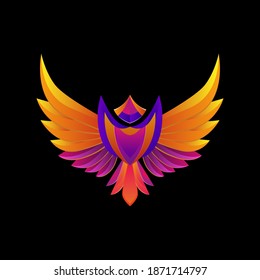 Modern colorful phoenix logo design template