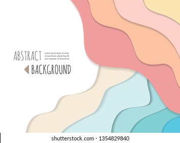 Modern colorful pink and blue 3d wavy banner. Paper cut out layers background. Vector illustration