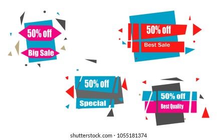 modern colorful polygonal geometric sale badge label web banner isolated