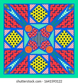 modern colorful pop art geometric pattern on blue