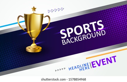 Modern colorful poster for sports with 
gradient background. 
Trophy light elegant design. Vector illustration