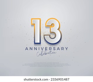 Diseño vectorial moderno y colorido para celebraciones del 13 aniversario. Fondo vectorial premium para saludos y celebraciones.