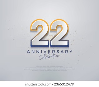 Diseño vectorial moderno y colorido para celebraciones del 22 aniversario. Fondo vectorial premium para saludos y celebraciones.