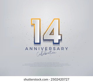 Modern and colorful, premium vector design for 14th anniversary celebrations. Premium vector background for greeting and celebration.