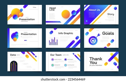 Modern and Colorful Presentation Template Design with Infographic Elements. Use for Presentation, Branding, Marketing, Advertising, Annual Report, Banner, Cover, Landing Page, and Website Design