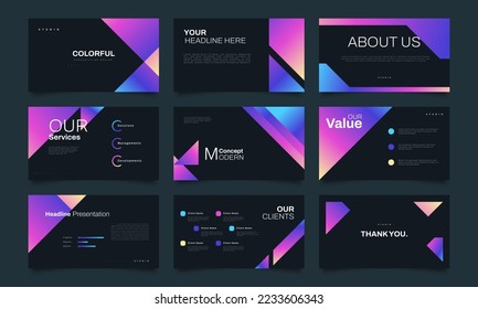 Modern and Colorful Presentation Templates Set. Use for Presentation, Branding, Flyer, Leaflet, Marketing, Advertising, Annual Report, Banner, Landing Page and Website