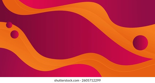 Modern colorful purple and orange geometric business banner design. Creative banner design with wave shapes for template. Simple horizontal banner.
