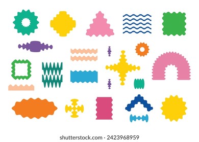 Modern colorful random wavy flat blank odd shapes emblems icons set design elements on white background