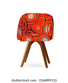 Modern colorful red armchair. Furniture for mid century modern living room. Realistic vector art illustration isolated on white background.