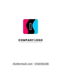 modern colorful rounded square I logotype simple design concept isolated on white background. Vector illustration.