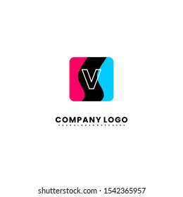 modern colorful rounded square V logotype simple design concept isolated on white background. Vector illustration.