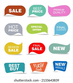 modern colorful sale stickers collection