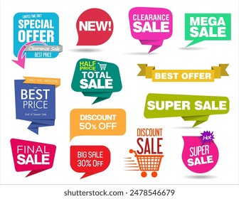 Modern colorful sale stickers collection vector collection