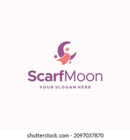 Modern Colorful Scarf Moon Night Star Logo design