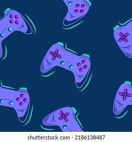 Modern colorful seamless geometric Doodle pattern with joystick vector