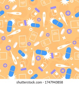 Modern colorful seamless medical  pattern flat design