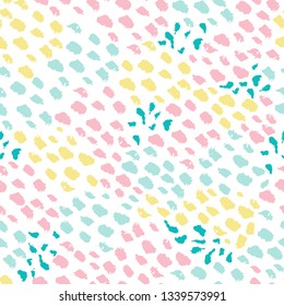 Modern colorful seamless pattern with textured hand drawn painted brush strokes for fabric, textiles, stationery,web design