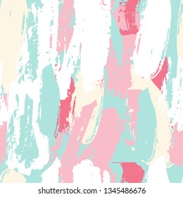 Modern colorful seamless pattern with textured hand drawn painted brush strokes for fabric, textiles, stationery,web design
