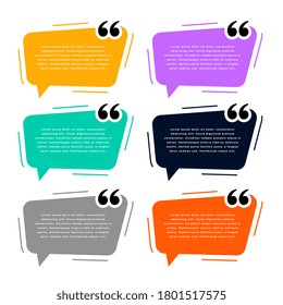 modern colorful set of quote mark templates