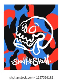 Modern colorful skull skull poster