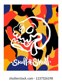 Modern colorful skull skull poster