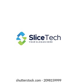Modernes, farbenfrohes SLICETECH Welt-Logo-Design