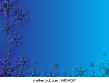 Modern colorful snowflake on blue background, Christmas and Happy New Year background vector illustration 3d