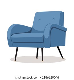 Modern colorful soft armchair with upholstery. Armchairs for room design games. Cushioned furniture, room decoration, interior design isolated on white. Vector illustration flat style.