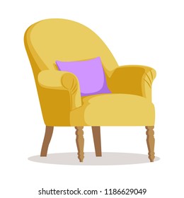 Modern colorful soft armchair with upholstery. Armchairs for room design games. Cushioned furniture, room decoration, interior design isolated on white. Vector illustration flat style.