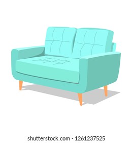 Modern colorful soft armchair with upholstery. Armchairs for room design games. Cushioned furniture, room decoration, interior design isolated on white. Vector illustration flat style.