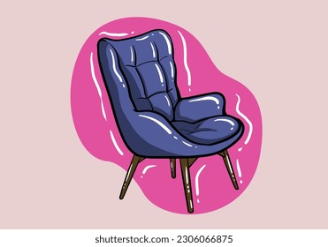 Modern colorful soft armchair with upholstery. Armchairs for room design games. Cushioned furniture, room decoration, interior design isolated on white. Vector illustration flat style.