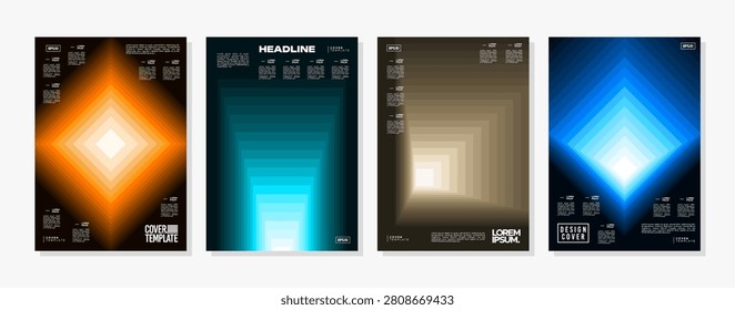 Modern colorful spectrum box square edge cover background set