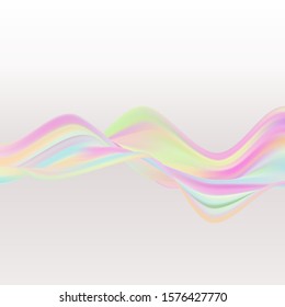 Modern colorful stream poster. Wave of liquid form delicate blue pink background.