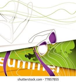 Modern colorful summer layout with sunglasses. Vector illustration.