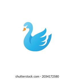 Modern Colorful Swan Goose Geese Bird Icon Logo Design