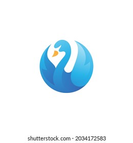 Modern Colorful Swan Goose Geese Bird Icon Logo Design