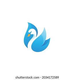 Modern Colorful Swan Goose Geese Bird Icon Logo Design