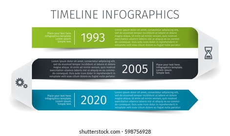 Modern colorful template business concept timeline ribbon arrow. Infographics layout with 3 steps, parts, options, stages, for presentation.