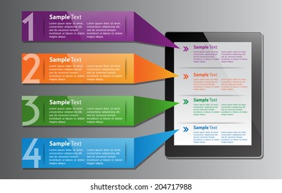 modern colorful text box for tablet computer website and info graphic. numbers.
