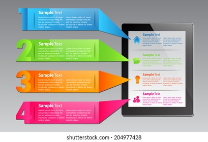modern colorful text box for tablet computer website and info graphic. numbers.