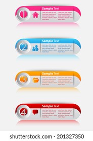 Modern colorful text box for website, number and icon.