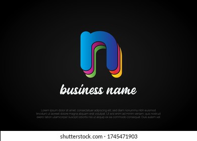 Modern colorful three layer Letter N lowercase logo template, Initial Letter Logo For Your Company Name, Alphabet Logo Template Ready For Use, Modern Initial Logo